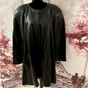 Swing/Vintage/Classic  Black Leather Coat By Cognac